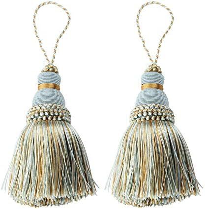 Fenghuangwu Colorful Tassel Key Tassel DIY Accessories for Curtain and Home Decoration-Mix blue-2PCS | Amazon (US)