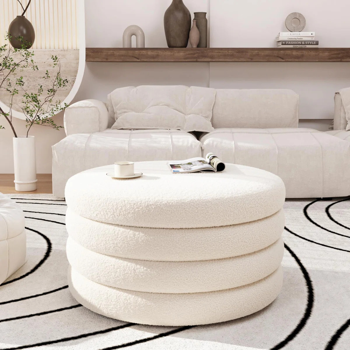 30 Inch Round Ottoman Coffee Table With Storage | Wayfair North America