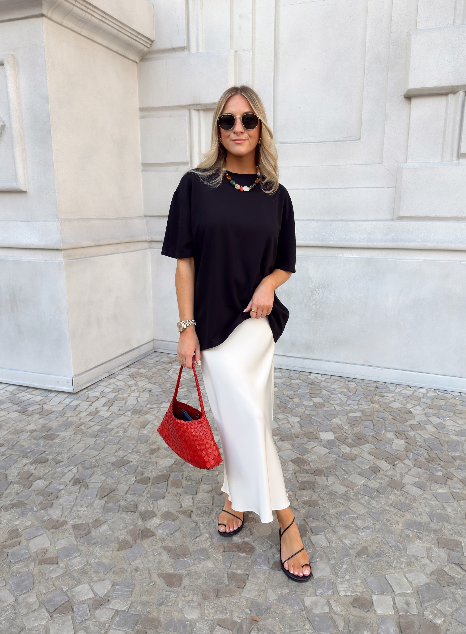 Holiday evening outfit with a satin midi skirt.


#LTKAroundTheWorld #LTKsummer #LTKstyletip