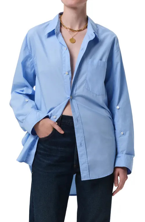 Citizens of Humanity Kayla Oversize Poplin Button-Up Shirt in Banker Blue Dk at Nordstrom, Size Small | Nordstrom
