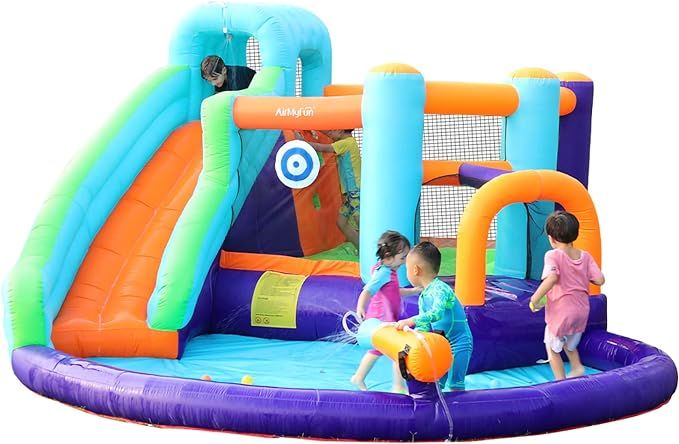 AirMyFun Inflatable Bounce House, Jumping Castle with Water and Slide, Inflatable Bouncer with Ai... | Amazon (US)