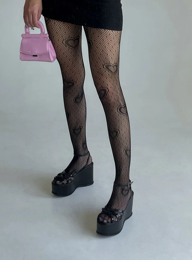 Heart Throb Stockings Black | Princess Polly US