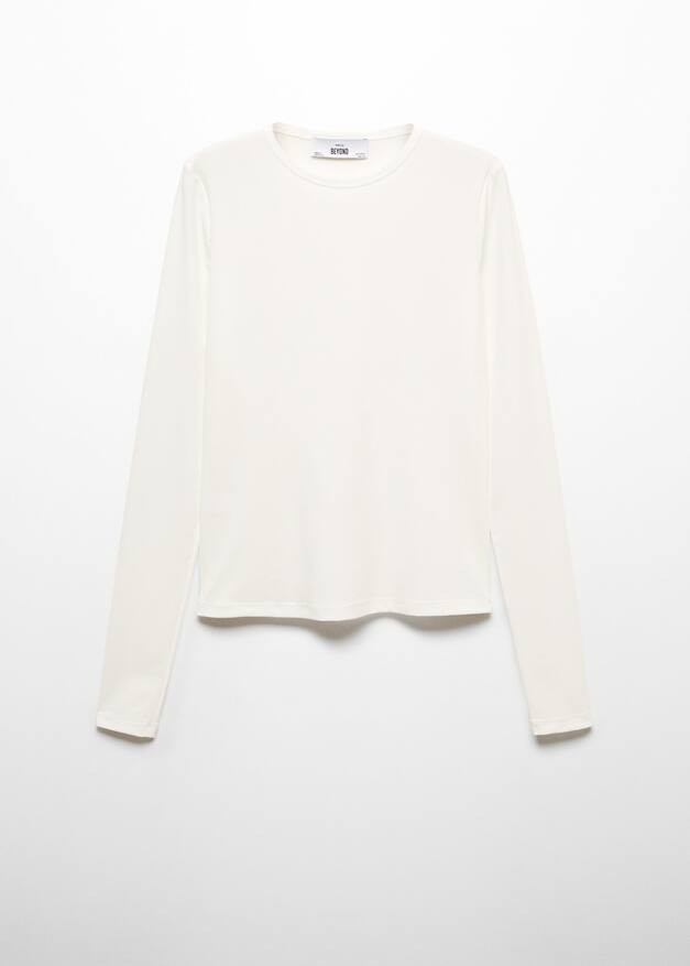 Ribbed long-sleeved t-shirt -  Women | Mango USA | MANGO (US)