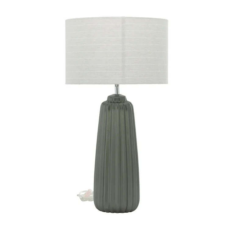 DecMode 24" Dark Gray Table Lamp with Gray Fabric Shade | Walmart (US)