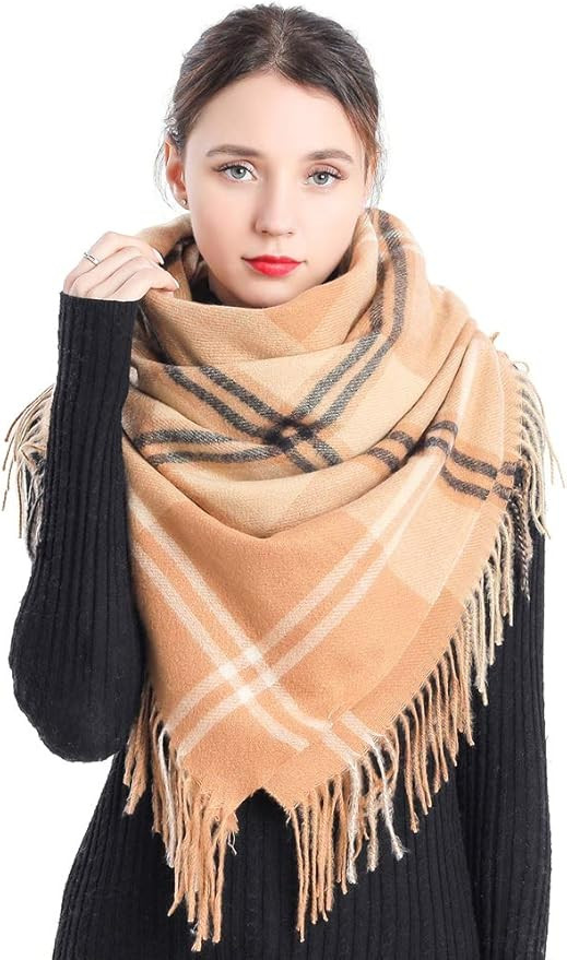 Belle Dame Blanket Scarf for Women Large Square Plaid Checked Tartan Pashmina Shawl Wraps | Amazon (CA)