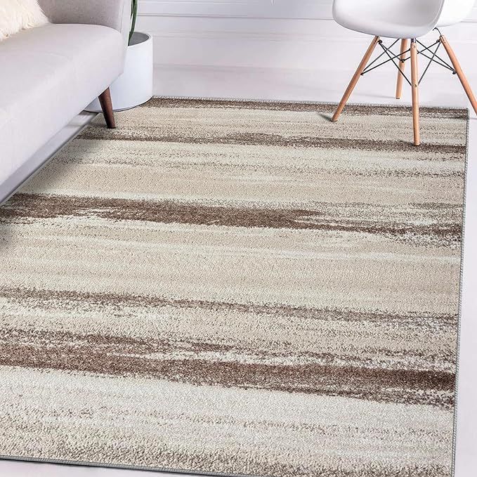 LUXE WEAVERS Rug Modern Area Rug Stain Resistant, Brown/Size 5x7 | Amazon (US)