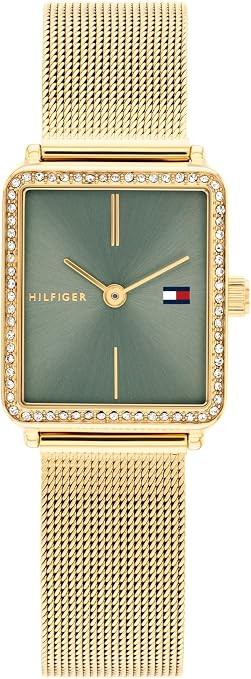 Tommy Hilfiger Women's Quartz Watch – Mini Stainless Steel Tank Case with Crystal Bezel, Mesh B... | Amazon (US)