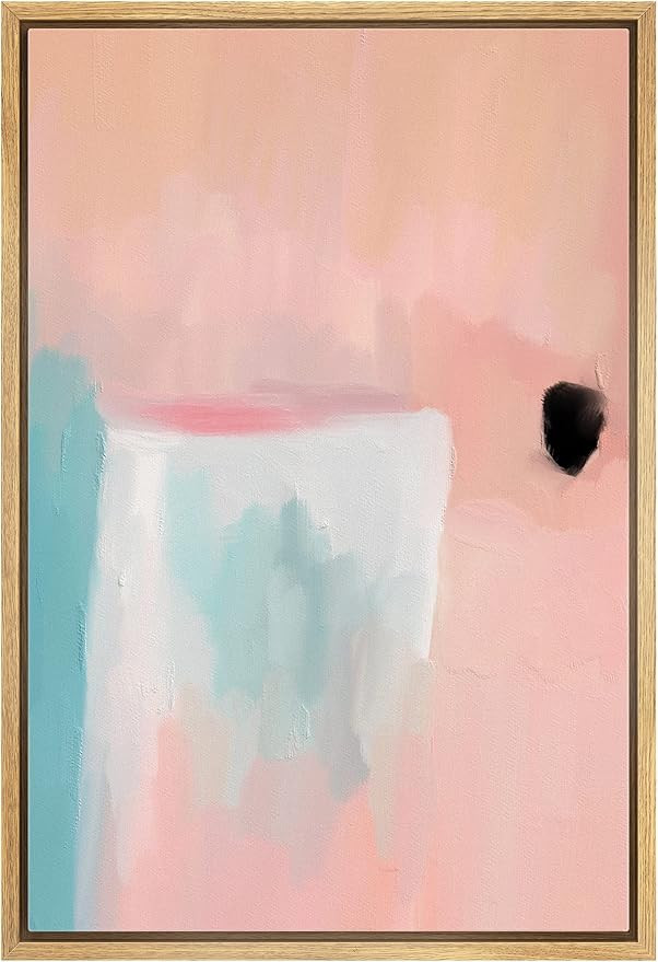 MUDECOR Framed Canvas Print Wall Art Pink Blue Pastel Watercolor Collage Abstract Shape Illustrat... | Amazon (US)