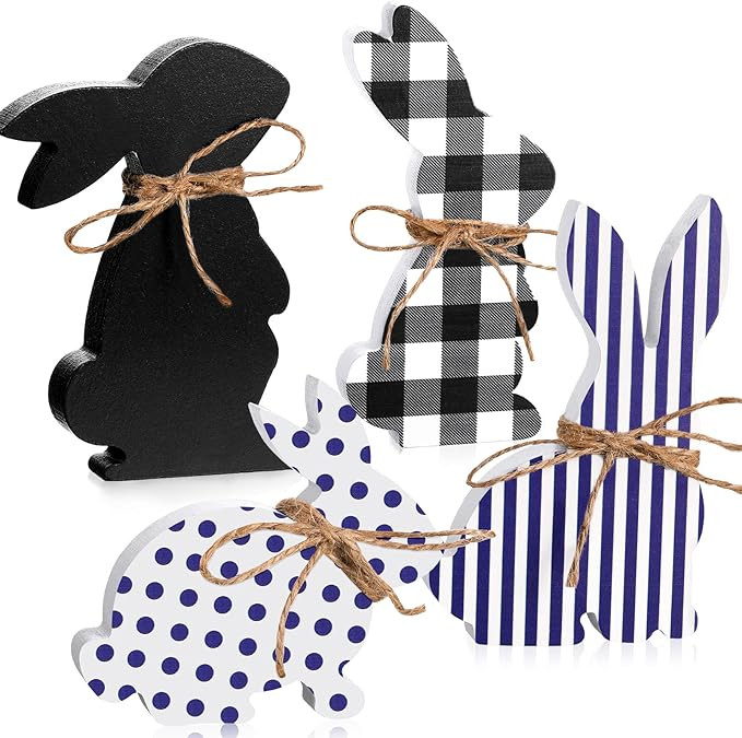 4 Pieces Easter Bunny Table Wooden Signs Bunny Shaped Farmhouse Decor Spring Bunny Wood Tabletop ... | Amazon (US)