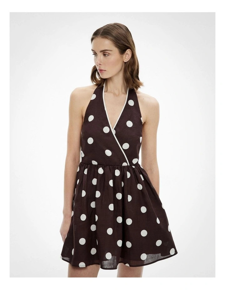 Spot Halter Mini Dress in Espresso Spot | Myer