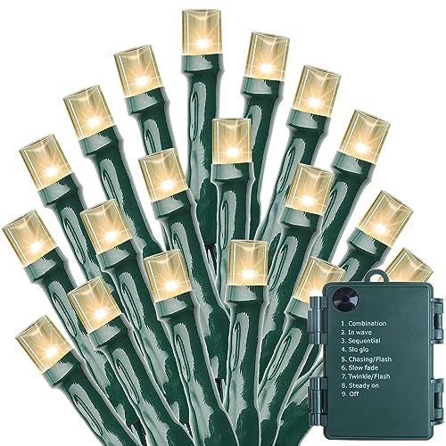 SISLYANIA Battery Operated Christmas Lights - 50 LED Mini Lights Battery Operated String Lights Indoor Outdoor String Lights with Timer 8 Modes Fairy Lights for Christmas Tree Wreath Party, Warm White | Amazon (US)