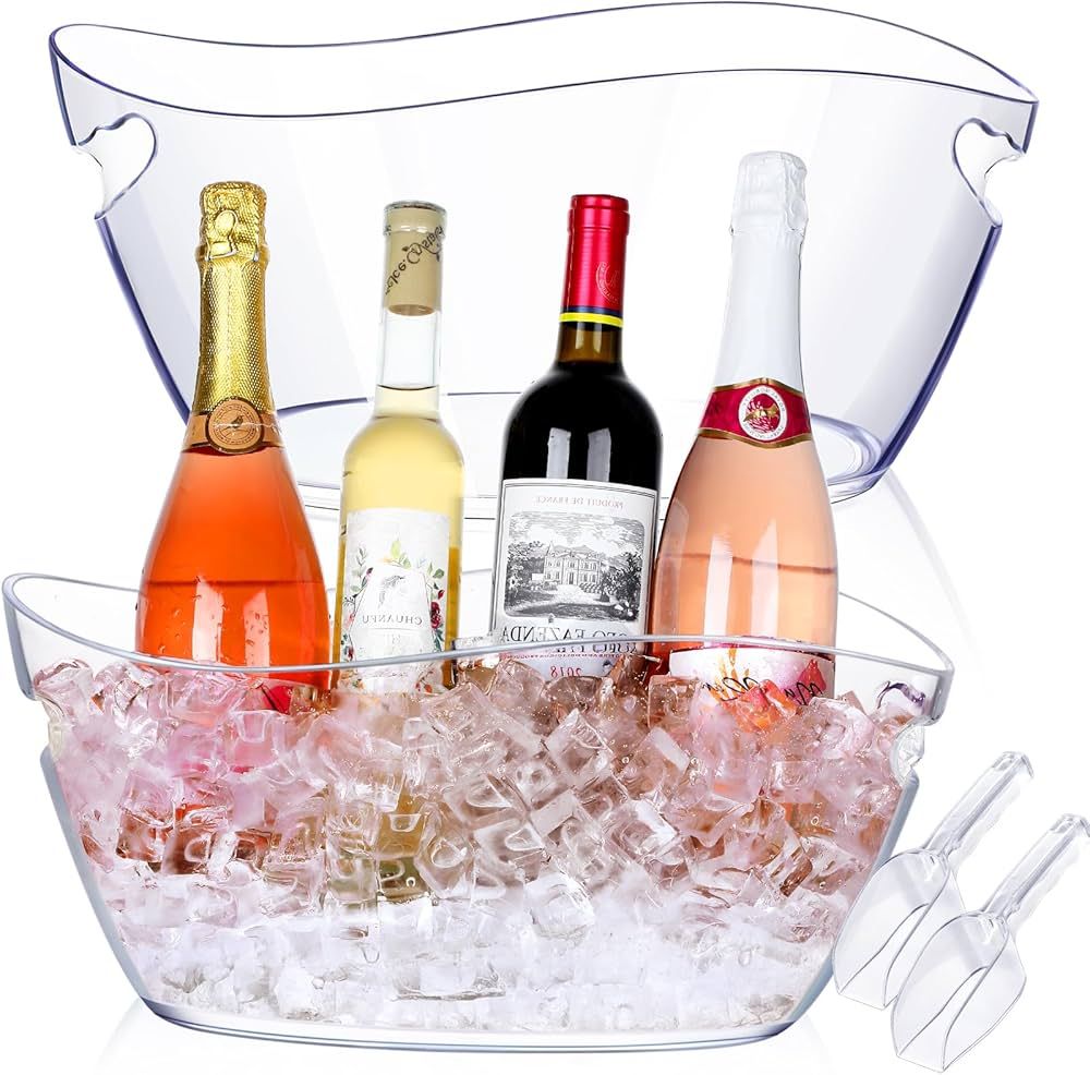 Ice Buckets for Parties, 6.5L Beverage Tub 2pcs Large Mimosa Bar Clear Acrylic Champagne Bucket w... | Amazon (US)