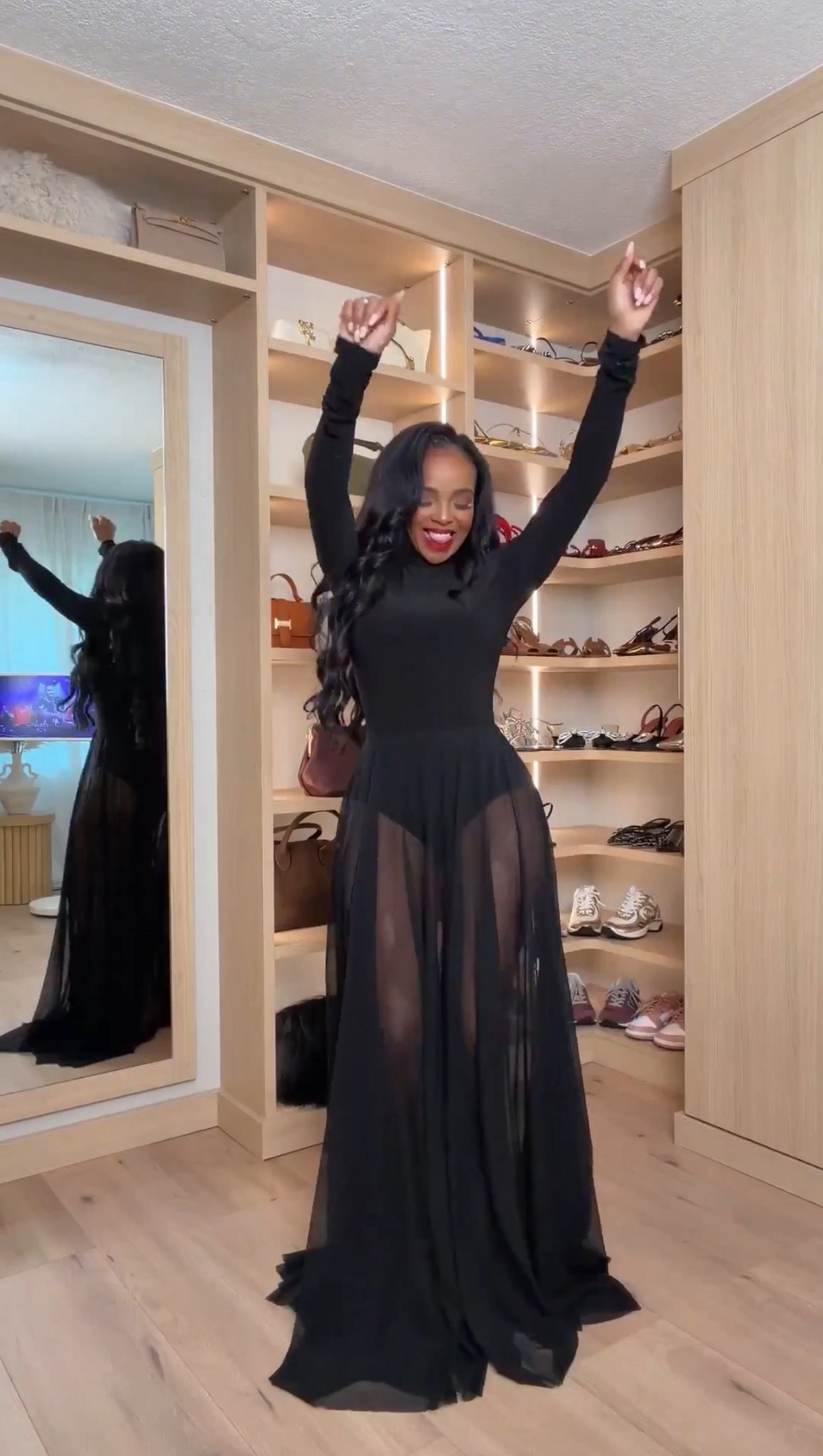 ✨ A sheer black showstopper
This long-sleeve silhouette paired with a flowing sheer maxi skirt is drama done right. Elegant up top, ethereal through the skirt, and stunning in motion — it’s one of those looks that feels powerful, feminine, and unforgettable all at once.

Perfect for holiday events, formal nights out, winter galas, or any moment that calls for elevated elegance with a little edge.

📏 Sizing: Wearing size Small
Measurements: 5’4” · 138 lbs · 34D · 27” waist · 40” hips

sheer black maxi dress, elegant evening outfit, winter formal style, dramatic black dress, elevated holiday look, modern gown inspiration

✨ Everything linked below for easy shopping

#LTKHoliday #LTKPetite #LTKgrwm