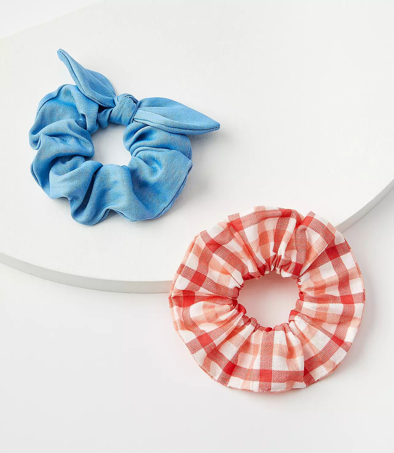 Chambray Bow & Gingham Scrunchie Set | LOFT