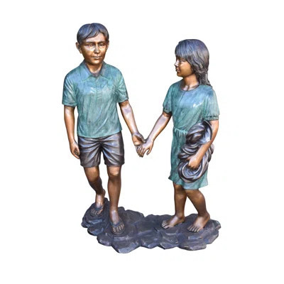 Young Compatible Couple Holding Hands Lifesize Bronze Statue 31" x 16" x 45"H | Wayfair North America