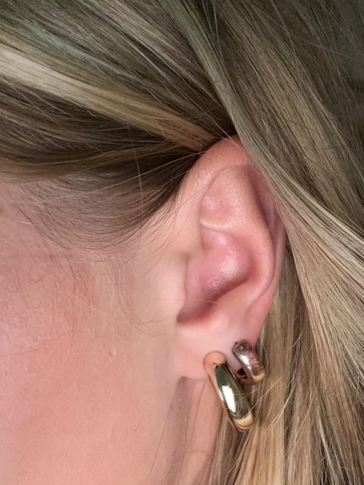 Gacimy Chunky Gold Hoop Earrings for Women 14K Real Gold Plated, 925 Sterling Silver Post Gold Ho... | Amazon (US)