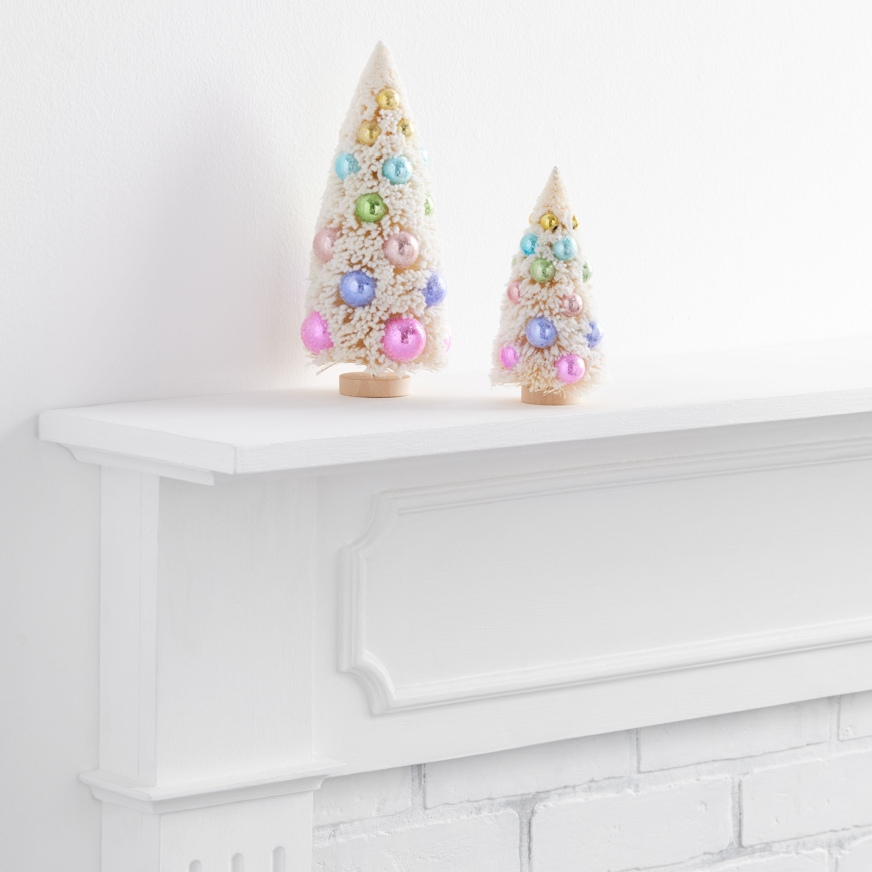 White Retro Flocked Bottlebrush Tree Decor | World Market