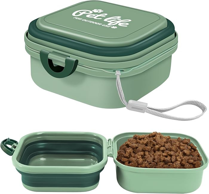 Collapsible Dog Bowls, Travel Water Bowl for Dogs, 2-in-1 Portable Food and Water Feeder - Travel... | Amazon (US)
