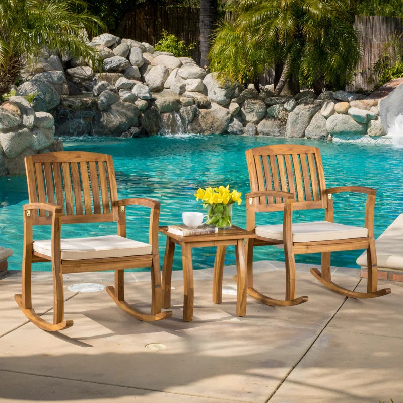Brizio Acacia 3 Piece Teak Seating Group with Cushions | Wayfair Professional