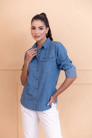 Camisa Manga Longa Curto Sisal Jeans Azul | Dafiti (BR)