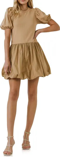 English Factory Mixed Media Balloon Hem Minidress | Nordstrom | Nordstrom