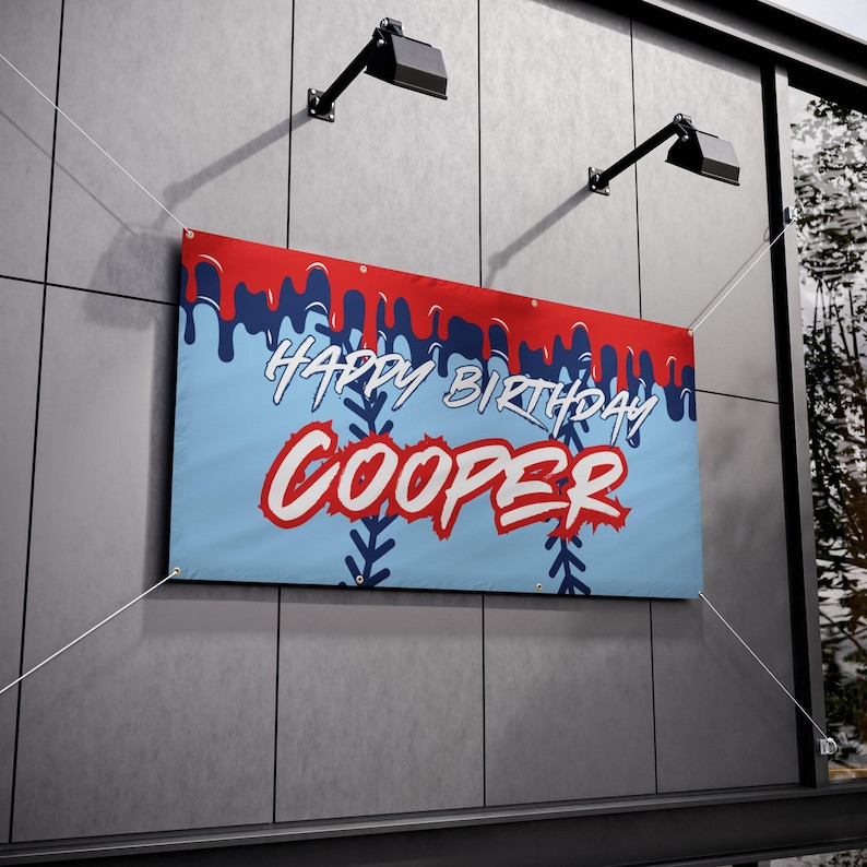 Vinyl Banners, Personalized Boys Baseball Ice Cream Birthday Party Decor, Drippy Colorful Banner,... | Etsy (US)