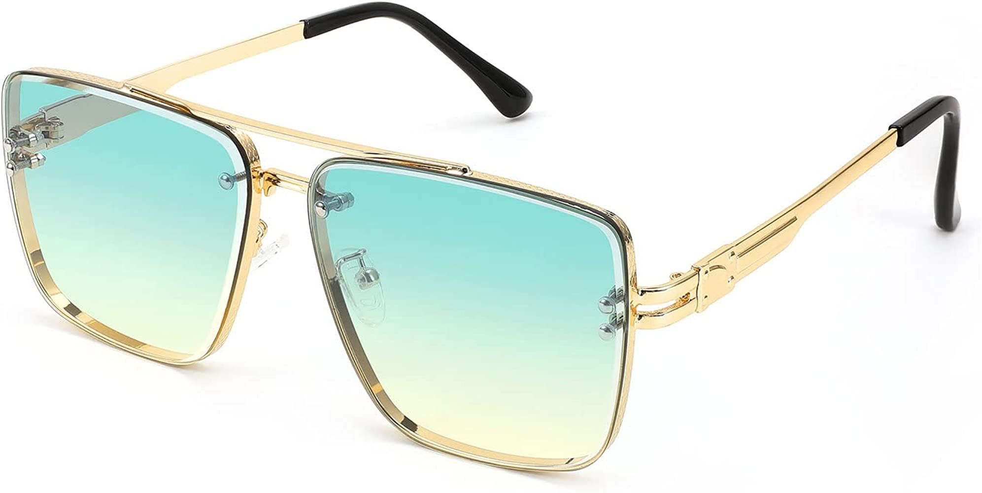 Karsaer Retro Oversized Square Sunglasses for Women Men Vintage Shades UV400 Classic Large Metal ... | Amazon (US)