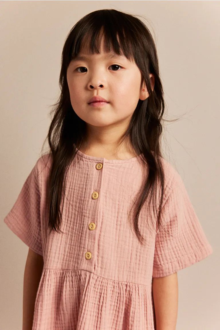 Short-sleeved Dress - Light dusty pink - Kids | H&M US | H&M (US + CA)