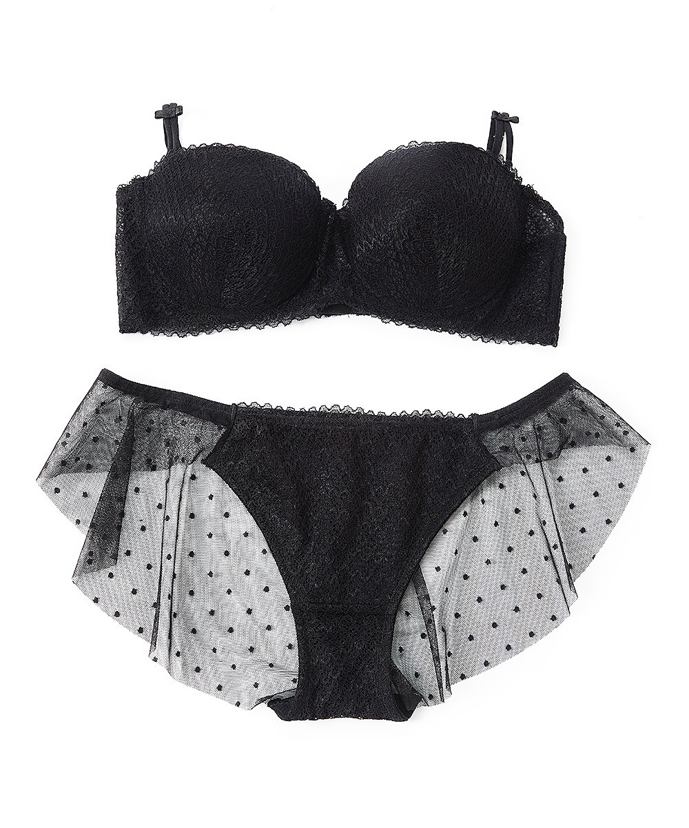 Rene Rofe Women's Bras - Black Wanderlusting Balconette Bra & Bikini - Women | Zulily