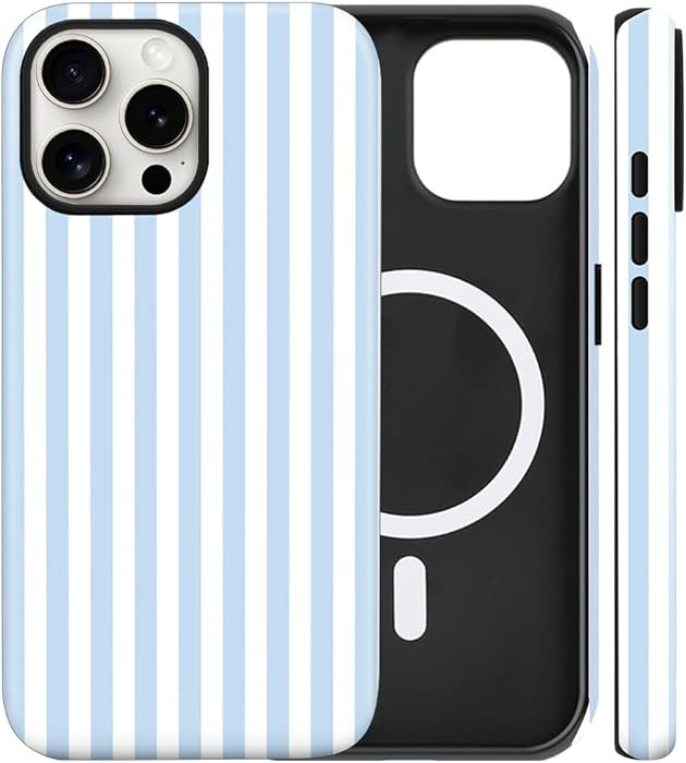 Magnetic for iPhone 15 Case Cute Stripes Phone Case, Shockproof Slim TPU and Hard PC Protective P... | Amazon (US)