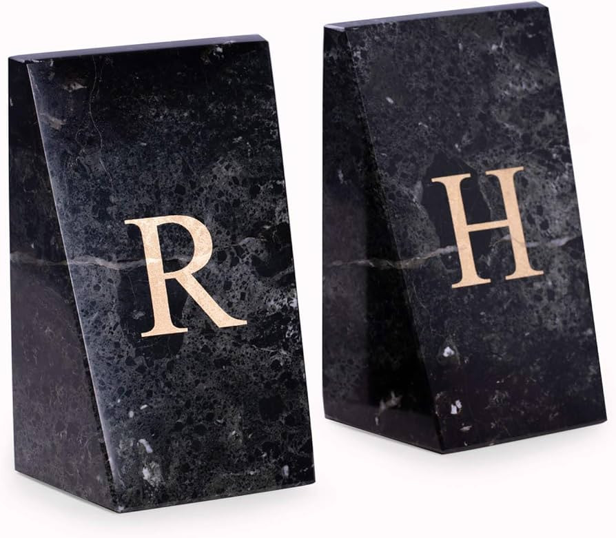 CUSTOM Personalized Bey Berk Handcrafted Zebra Marble Bookends, Wedge Design, Set of Two, 6" Tall | Amazon (US)