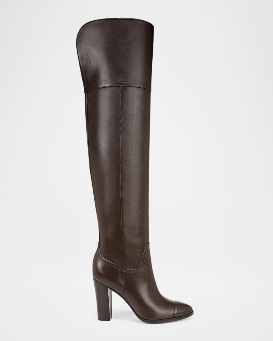 Veronica Beard Conrad Leather Over-The-Knee Boots | Neiman Marcus