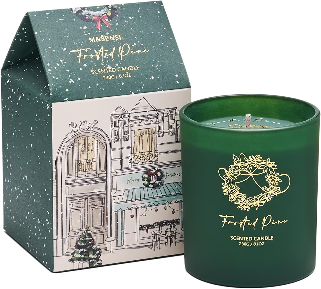 M&SENSE Christmas Holiday Candle - Frosted Pine Scent, 8.1oz Soy Wax, Ideal Winter Home Decor Gif... | Amazon (US)