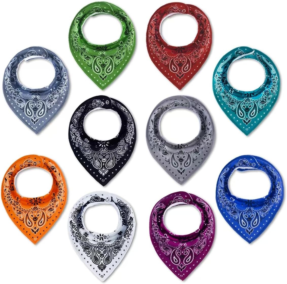 Maiwa 10 Pack Baby Triangle Bandana Bibs for Boys Girls for Drool Teething Eating with Snaps | Amazon (US)