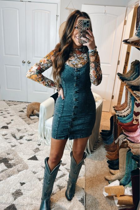 Western fashion - dress - cowgirl boots- festival outfit - Amazon fashion / Amazon must have - mesh top - florals - spring / summer dress - trendy - Amazon for women - cowboy boot 

#LTKfindsunder50 #LTKFestival