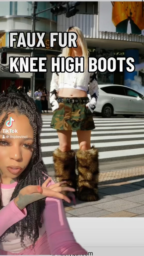 Faux fur knee high boots!