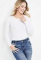 24/7 Long Sleeve Ribbed Crew Neck Tee | Maurices