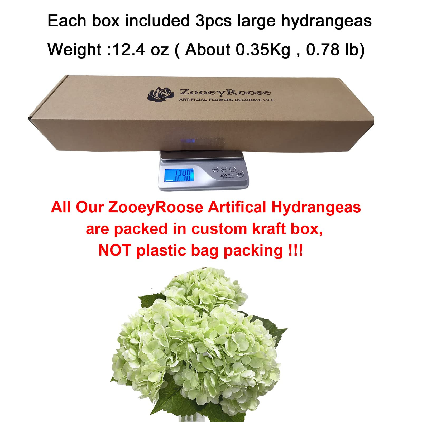 3 pcs Big Light Green Artificial Hydrangea Flowers 21 inches Long Stem Real Touch Hydrangeas for ... | Amazon (US)