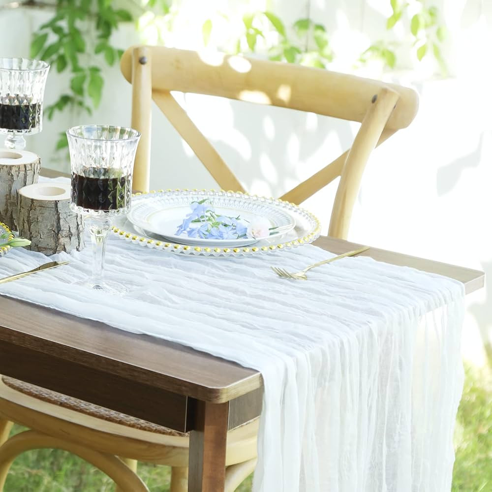 Beamlike Ivory Cheesecloth Table Runner 10ft Rustic Gauze Long Cheese Cloth Runner for Boho Weddi... | Amazon (US)