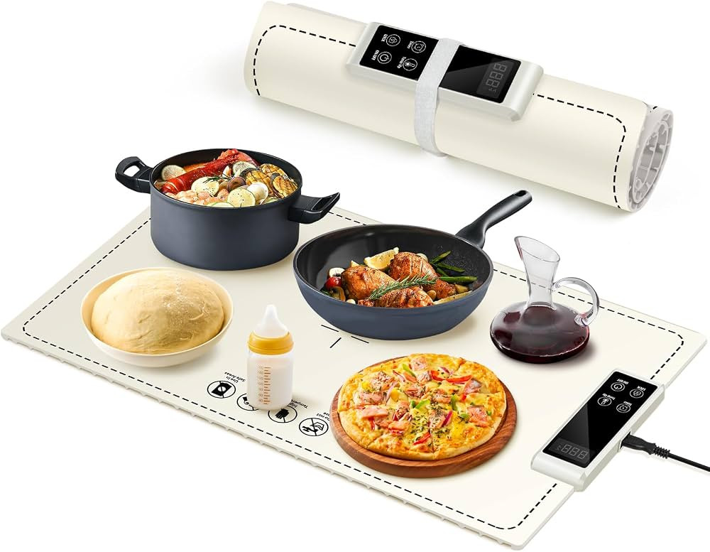 Electric Warming Tray-Fast Heating,6 Temperature Settings,Rollable,Portable,Silicone Nano Food Wa... | Amazon (US)