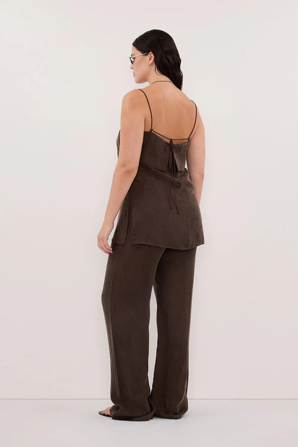 ADDIE BITTER CHOC CUPRO DRAWSTRING PANT | DISSH