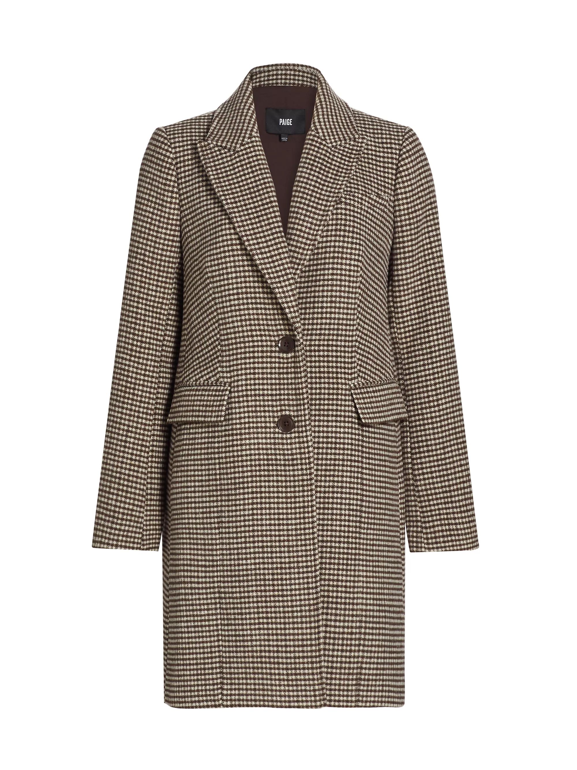 Merav Houndstooth Single-Breasted Coat | Saks Fifth Avenue