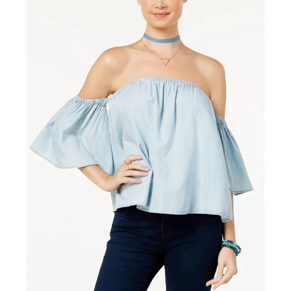 Love Fire Juniors Top con Hombros Descubiertos Azul Claro M | Walmart (US)