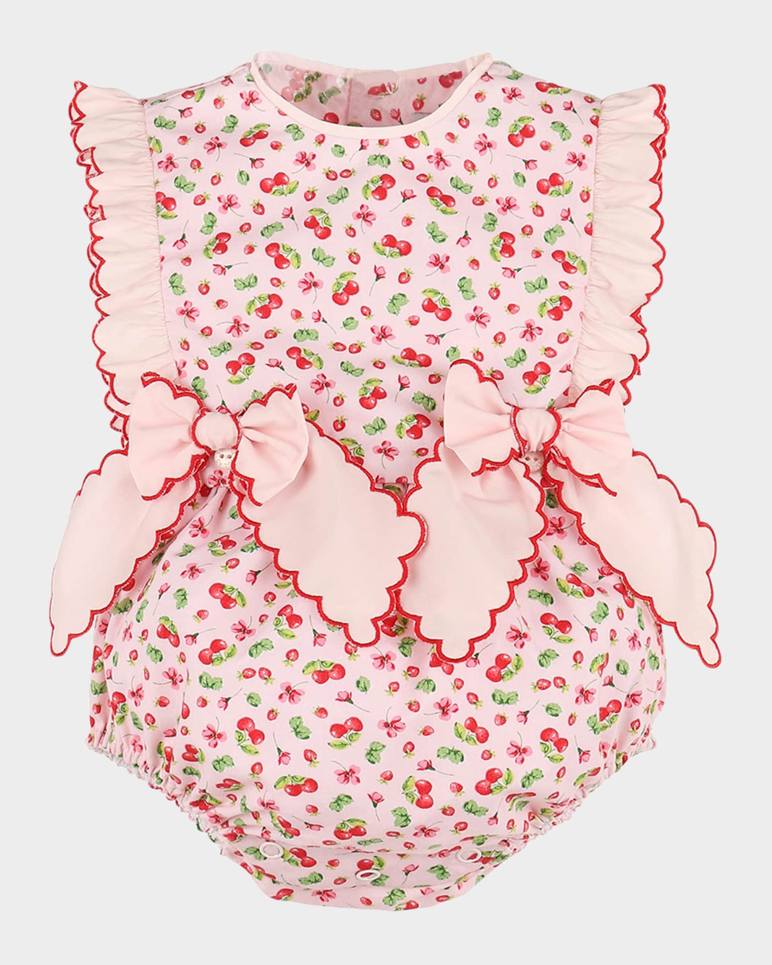 Luli & Me Girl's Cherry-Print Bubble Romper, Size 6M-24M | Neiman Marcus