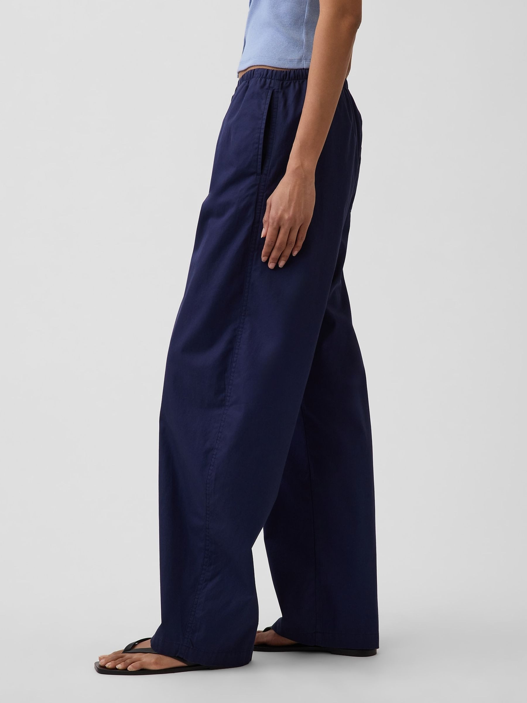 Navy Poplin Easy Barrel Trousers | Gap | GAP UK