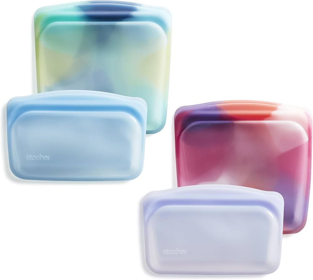 Stasher Premium Silicone Reusable Food Storage Bags, 4-Pack, Tie Dye Multi | Multi-Use Food Stora... | Amazon (US)