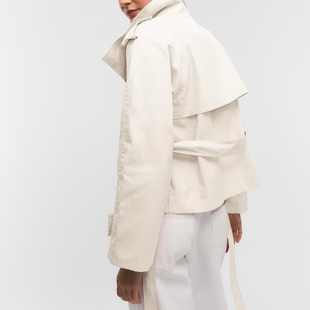 Womens Cropped Trench Coat Double Breasted Short Jacket High Collar Spring Fall Coats Trendy Outw... | Amazon (US)