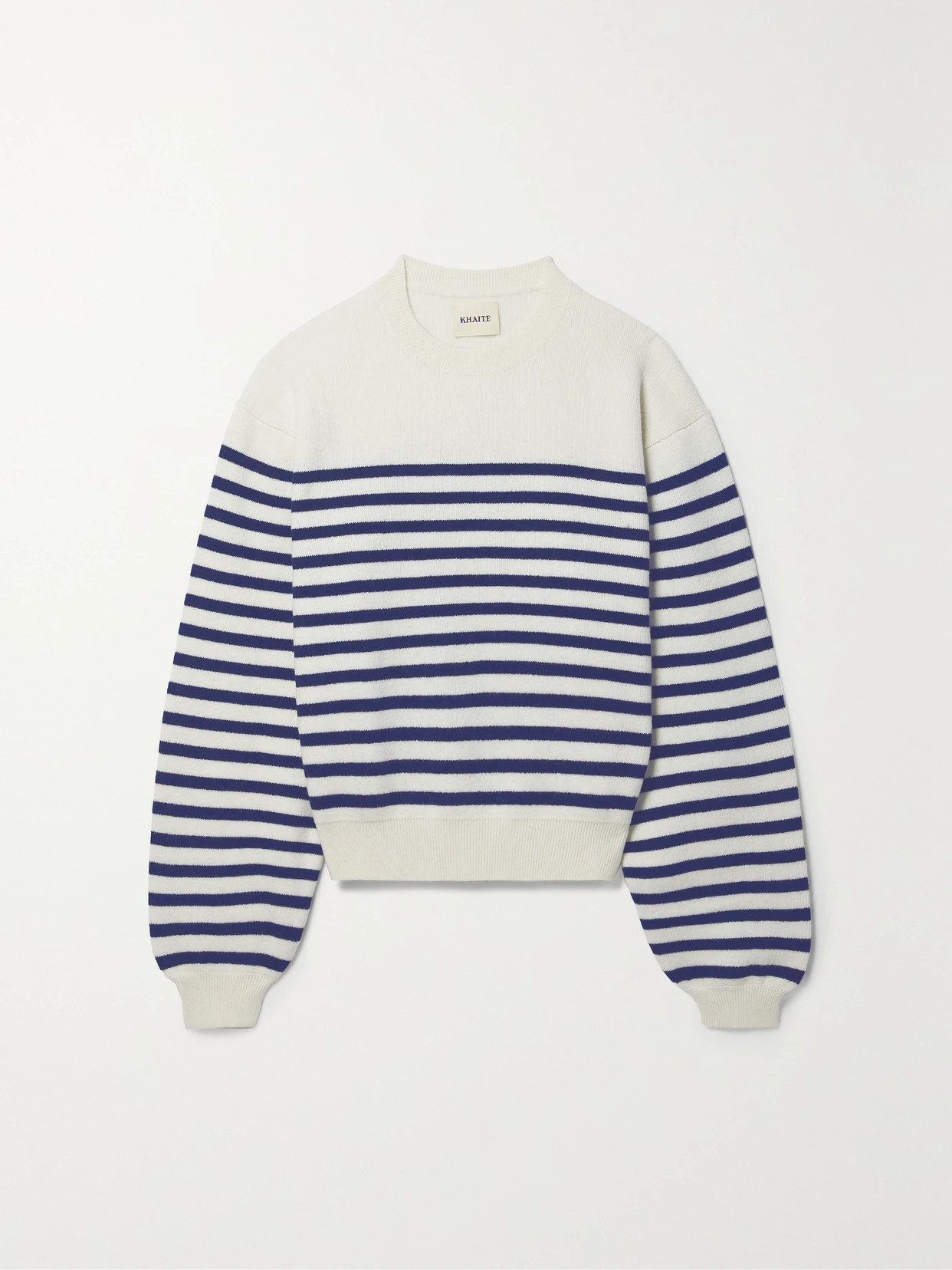 KHAITE - Viola Striped Cashmere Sweater - White | NET-A-PORTER (US)