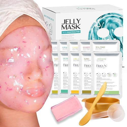 Peel-Off Jelly Mask Premium Modeling "Rubber Mask" Spa Set - 10 Treatments (24k Gold, Lavender, Kiwi, Peppermint, Egyptian Rose, Matcha, Chamomile, Tea tree, Jazmine) | Amazon (US)