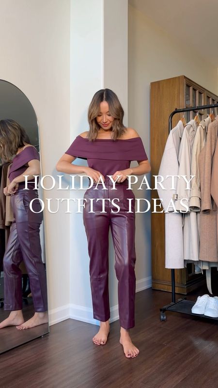 Holiday party outfit ideas - love these for work/office parties 

• tops xs Ann Taylor 
• pants 00 

Holiday outfits / red dress / red coat / burgundy top / burgundy, leather pants / blue satin blazer / heels / clutch

#LTKstyletip #LTKHoliday